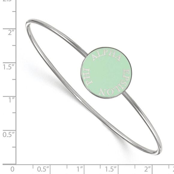 Sterling Silver Alpha Epsilon Phi Green Enamel Bangle - 7 in. - Picture 2 of 3
